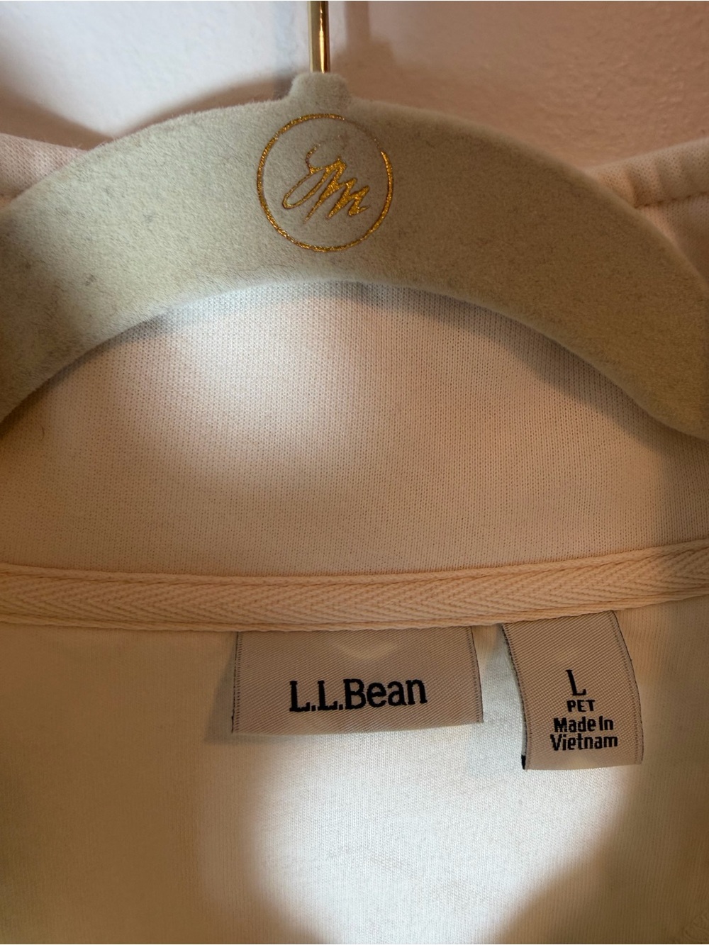 L.L. Bean Quilted Quarter-Zip Pullover Sweatshirt Cream / Ivory Petite Large - Picture 10 of 13